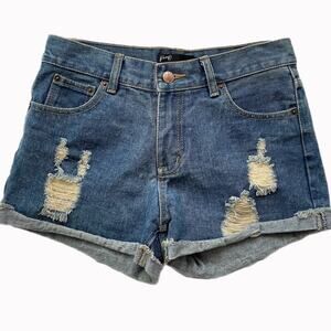 Pazzo High Waist Distressed Cuffed Jean Shorts Sz S